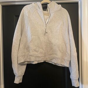 Light Grey Lululemon Cropped Half Zip
